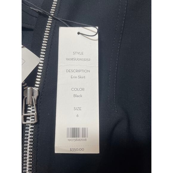 NEW Veronica Beard Erin Women's Black Zip Up Front Midi Straight Pemcl Skirt 6 - Picture 5 of 9